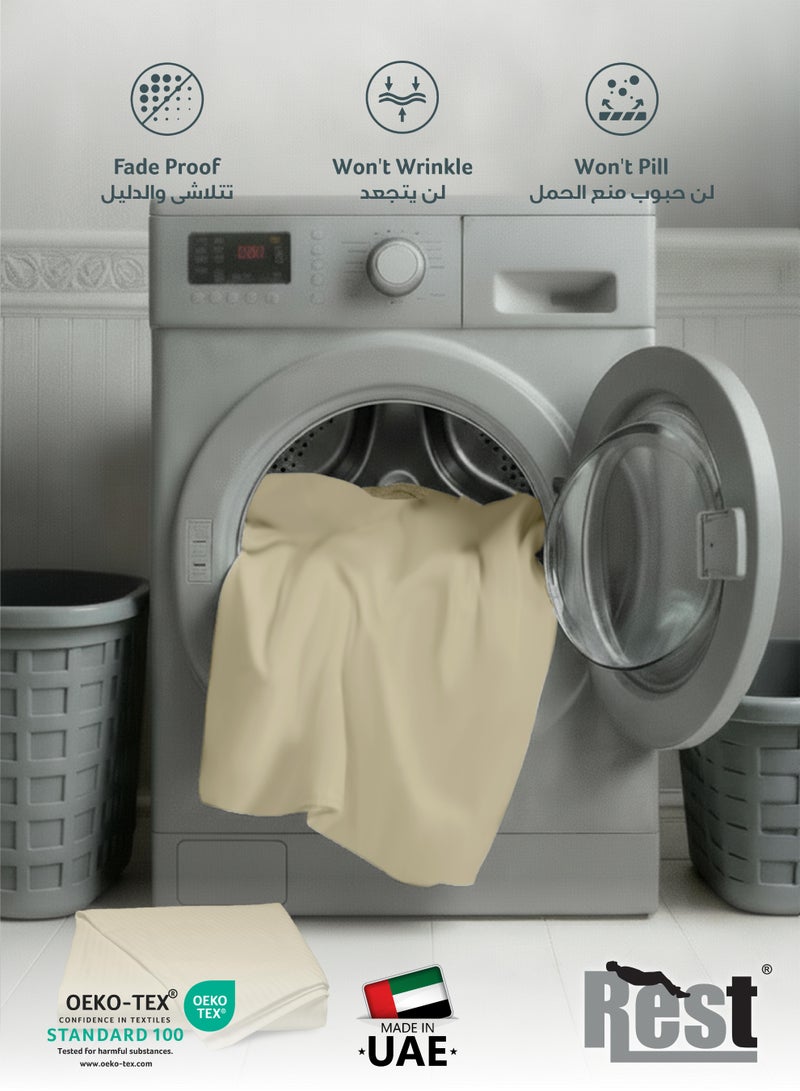 REST Fitted Bedsheet 120x200+25cm Breathable Plush Beige Fabric with Deep Pockets Machine Washable for Optimal Protection - Image 5